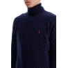 high-neck wool and cashmere cable-knit pullover sweater