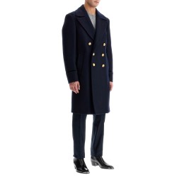 double-breasted wool felt coat