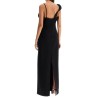 long dress with sculptural neckline