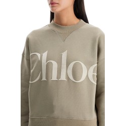 velvet logo crewneck sweatshirt with