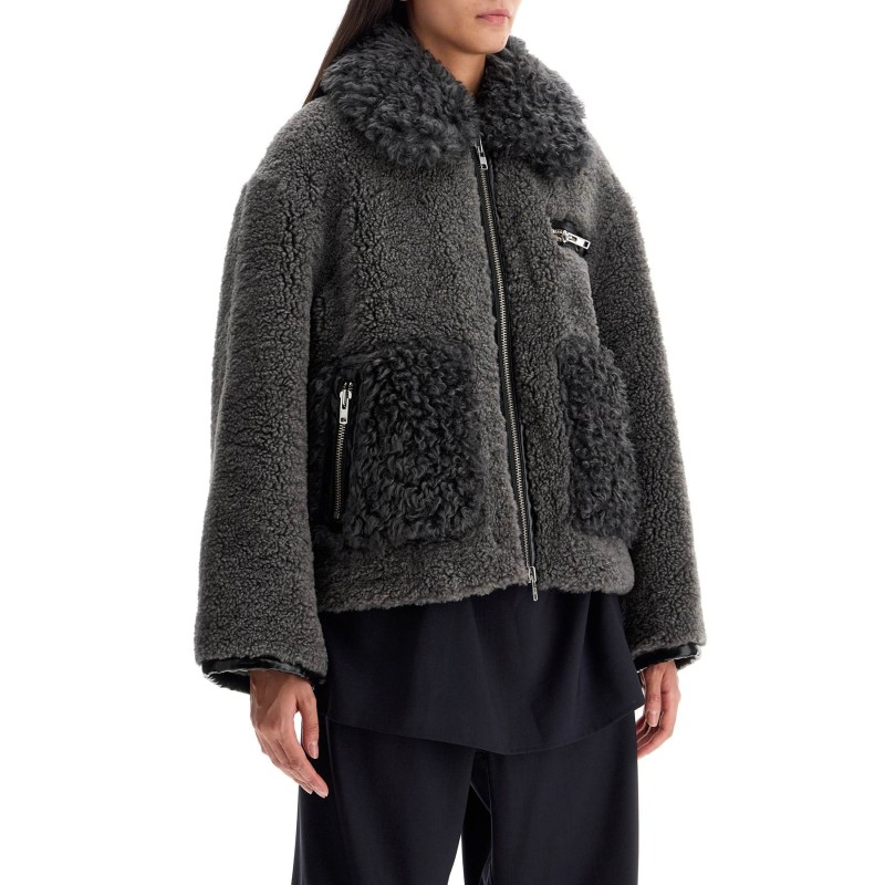 short eco shearling coat