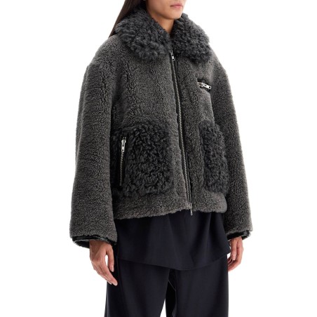 short eco shearling coat