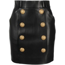 Hw 8 btn leather short skirt