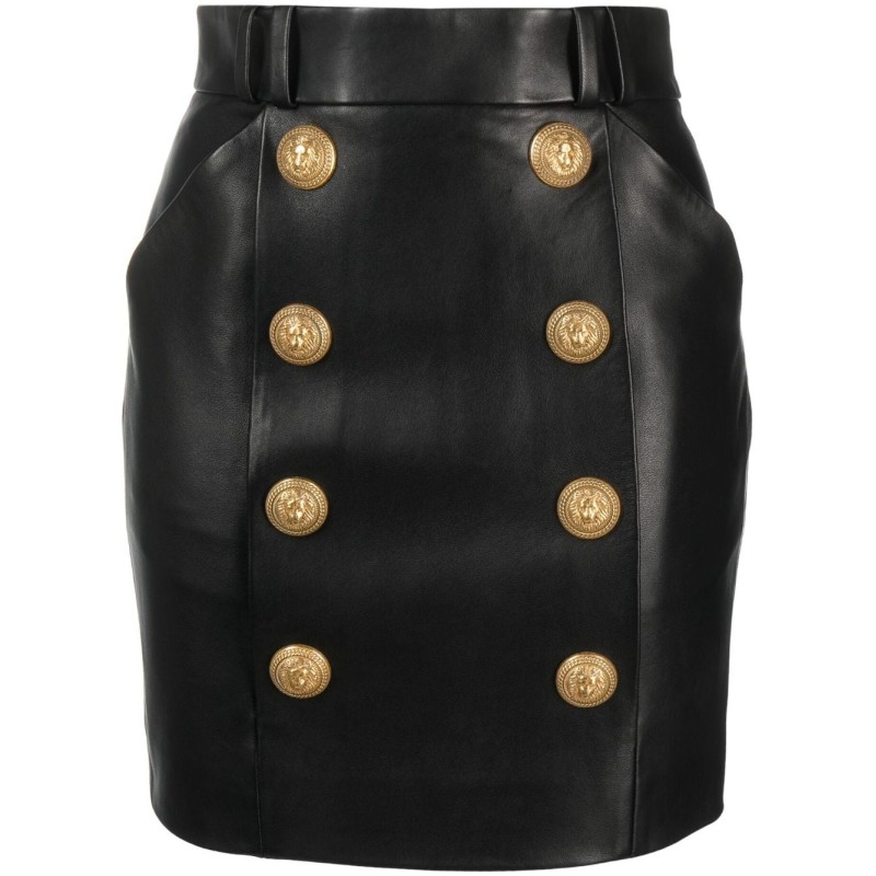 Hw 8 btn leather short skirt