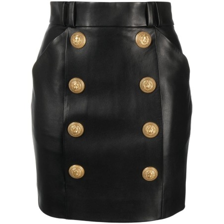 Hw 8 btn leather short skirt