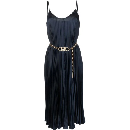 Pleated slip midi dress