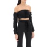 ruched off-shoulder cropped top