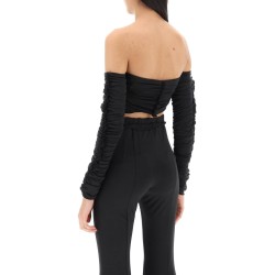 ruched off-shoulder cropped top