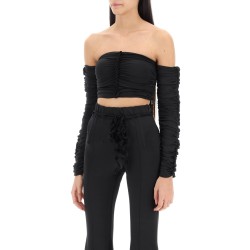 ruched off-shoulder cropped top