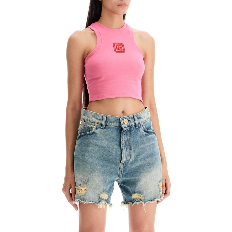 "embroidered crop top with