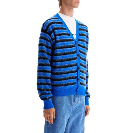 striped wool and mohair cardigan