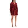 silk wrap mini dress with nine words