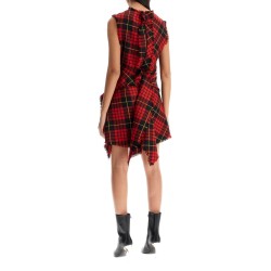 distressed wool tartan mini dress