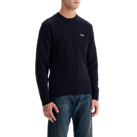 classic fit cable knit wool pullover