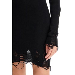 destroyed knit mini dress