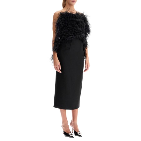 midi dress with feathers