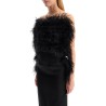 midi dress with feathers