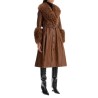 long foxy leather and shearling coat