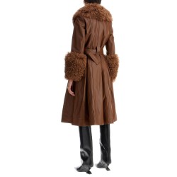 long foxy leather and shearling coat