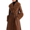 long foxy leather and shearling coat