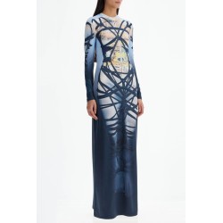 long bondage print dress