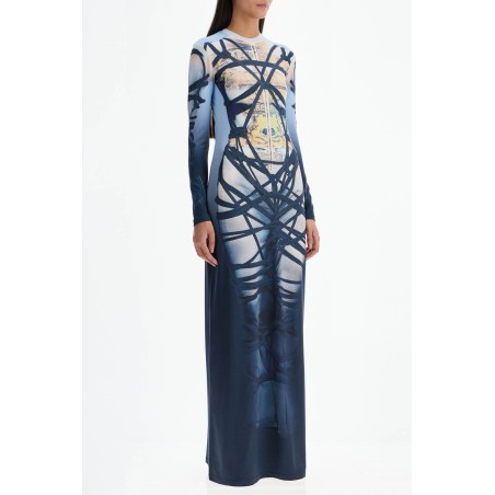 long bondage print dress