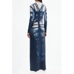 long bondage print dress