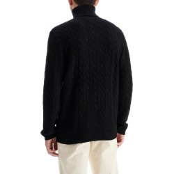 cable-knit wool and cashmere turt