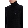 cable-knit wool and cashmere turt