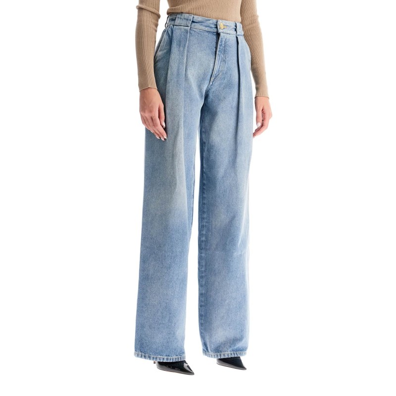 wide leg jeans with pleats