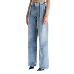 wide leg jeans with pleats