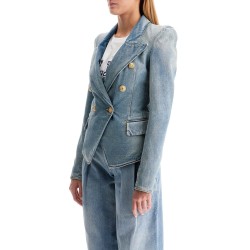 denim jacket with embossed buttons