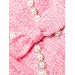 Pink boucle v-neck mini dress