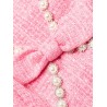 Pink boucle v-neck mini dress