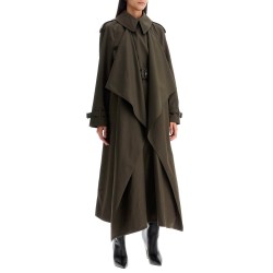 double-breasted trench coat with draped