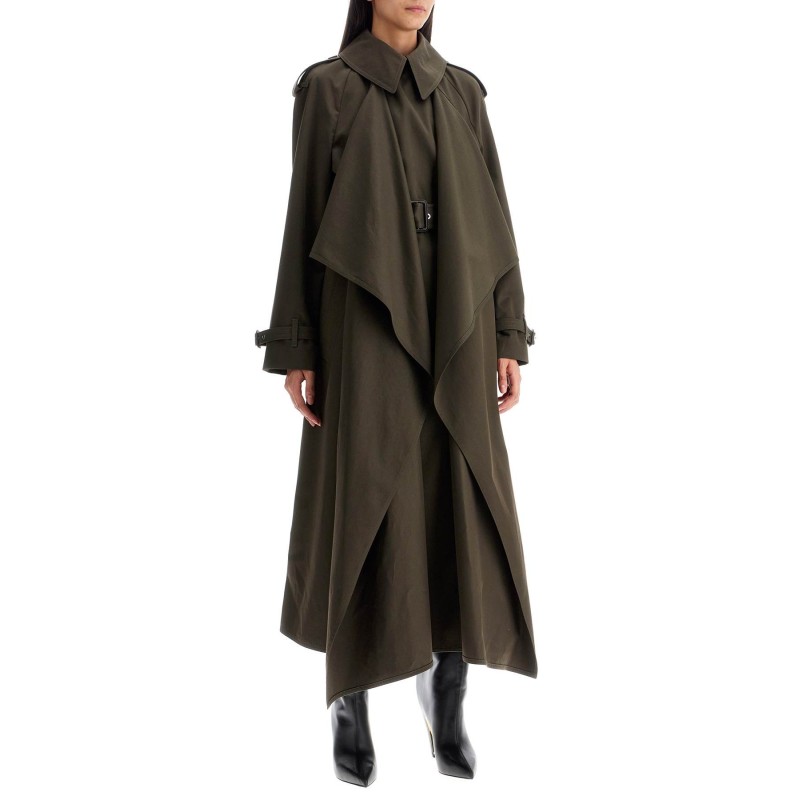 double-breasted trench coat with draped