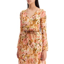 maxi linen golden plunge dress with