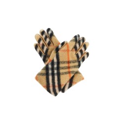 wool and leather check gloves