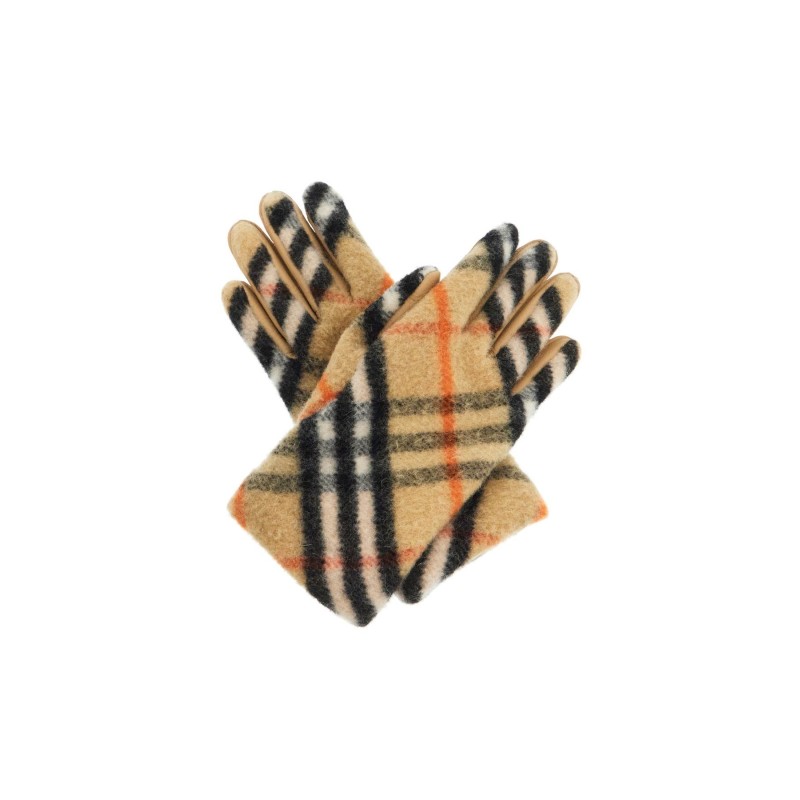 wool and leather check gloves