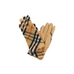 wool and leather check gloves