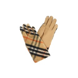 wool and leather check gloves