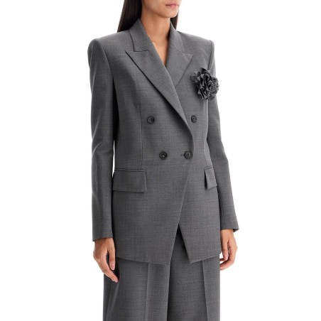 double-breasted wool stretch blazer