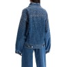 denim bomber jacket with rhin