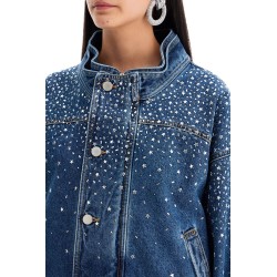 denim bomber jacket with rhin