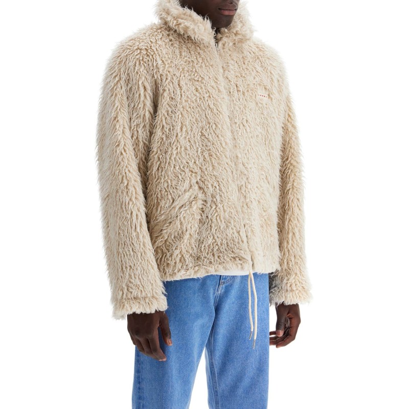 faux fur jacket with removable hood.