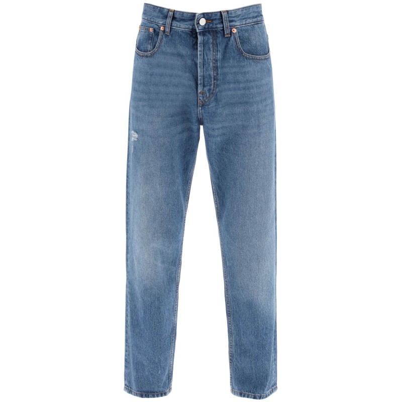 tapered jeans with medium wash