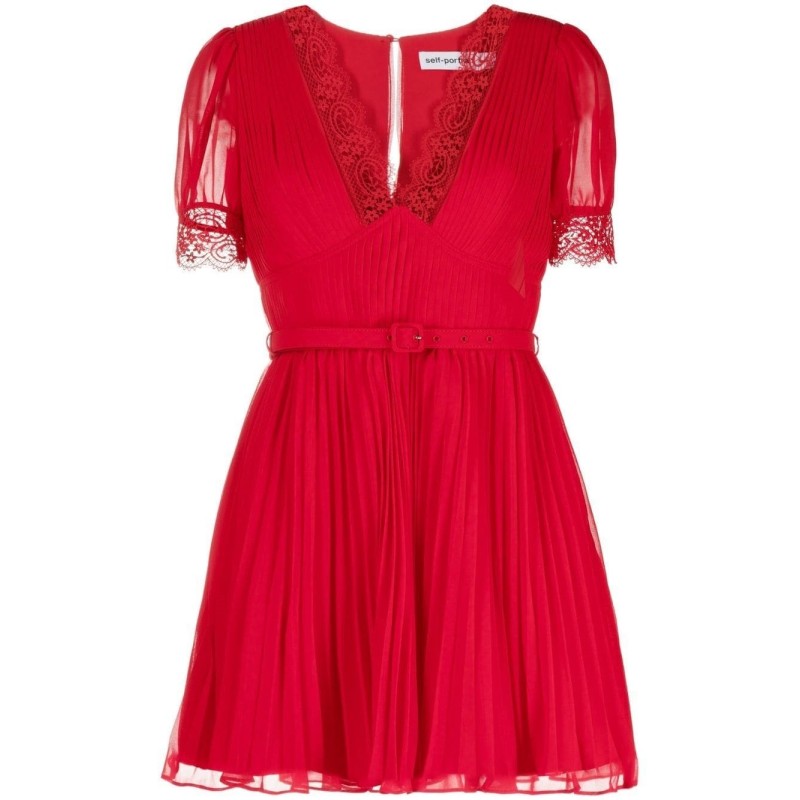 Red chiffon mini dress