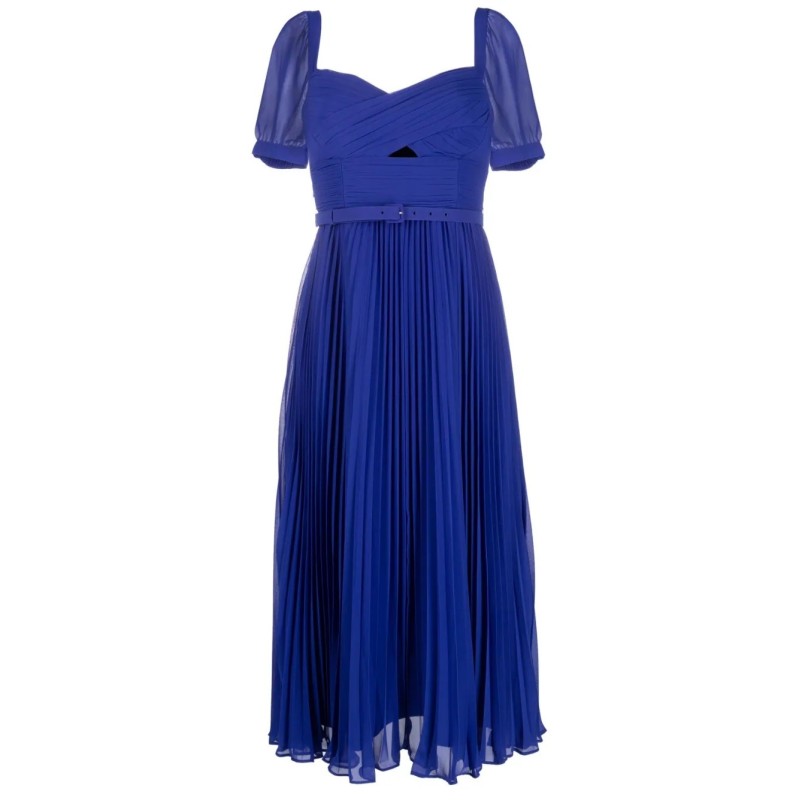 Cobalt chiffon midi dress