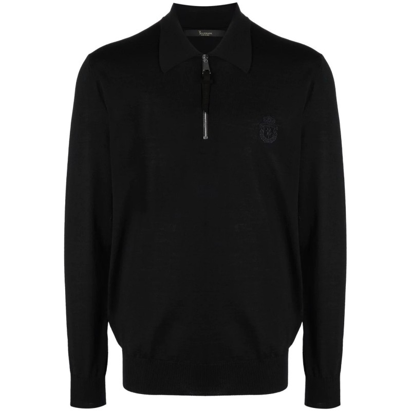 Merino wool pullover zip mock