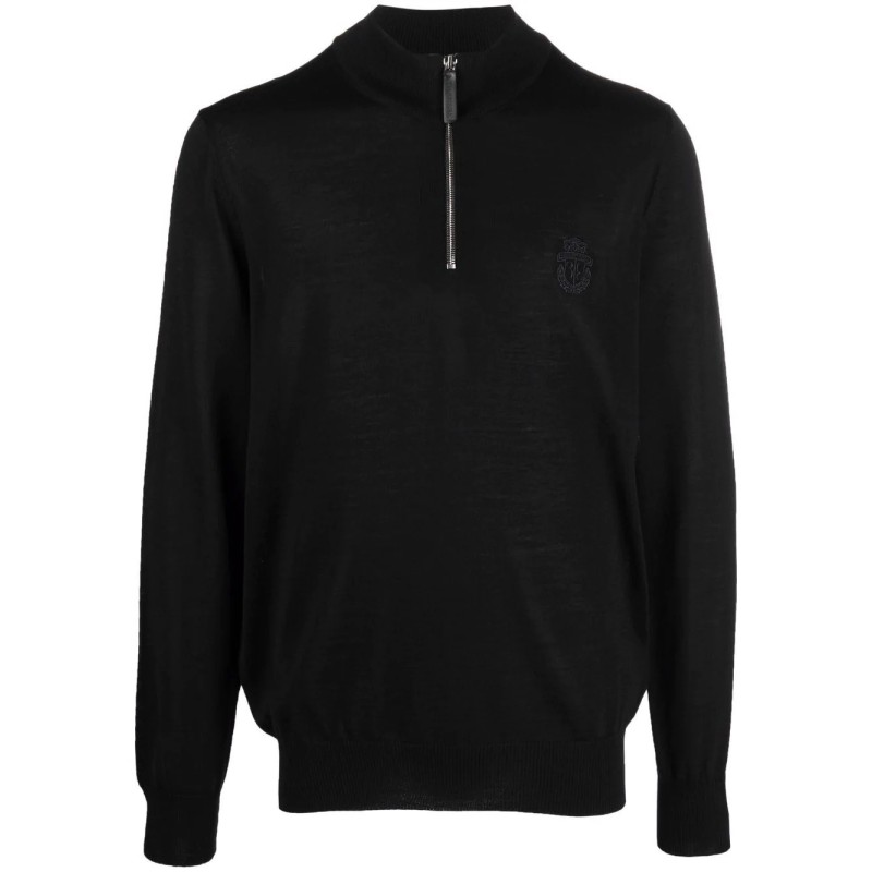 Merino wool pullover zip mock